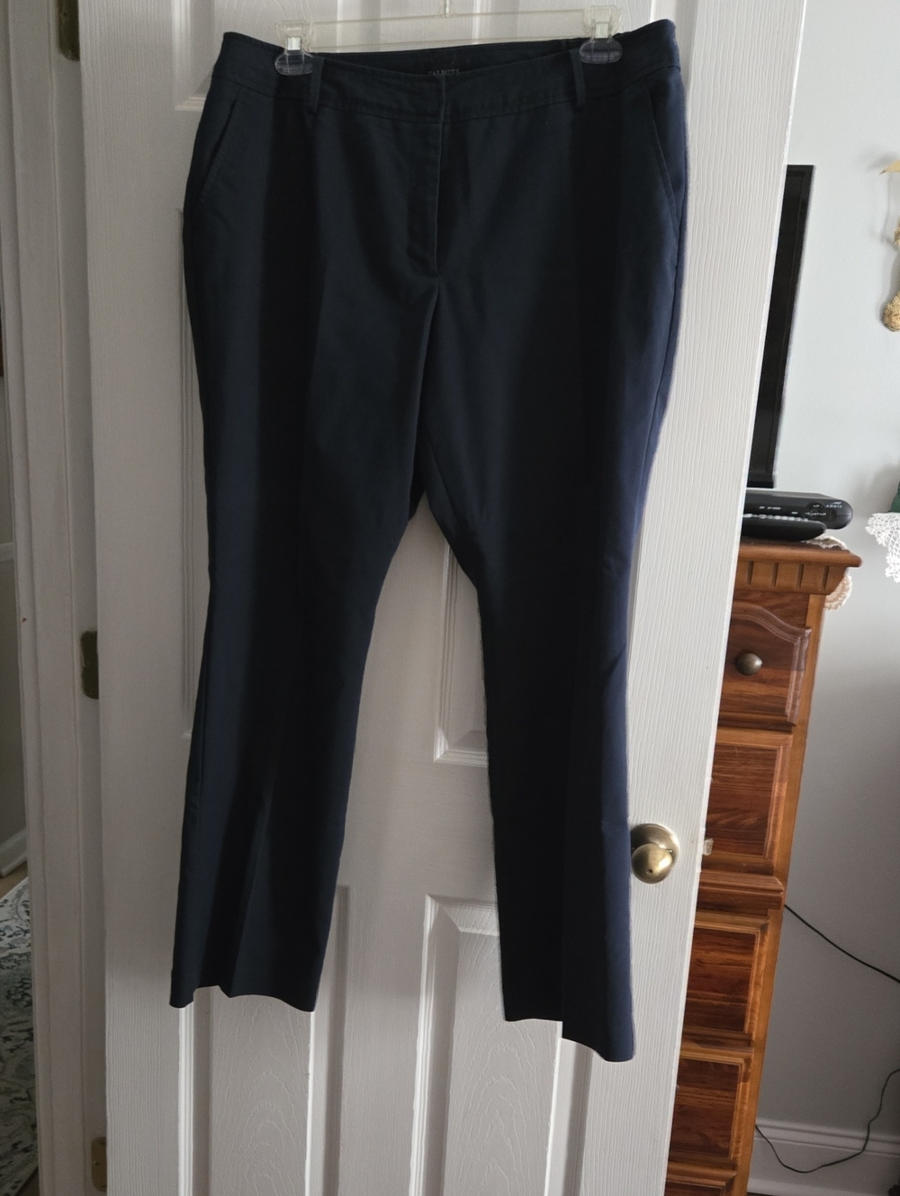 Talbots  Womens Dark Navy Straight-Leg Trousers